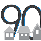 90 years of Innovation - Look Back and Move Forward logo design